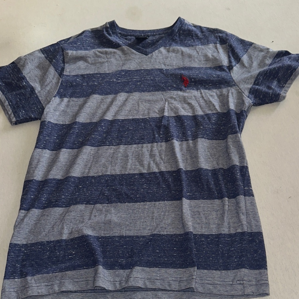 Mens Size LG U.S. Polo Assn. Navy and White Striped Tee.